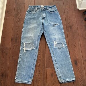 Princess Polly Blue Distressed Straight Jeans